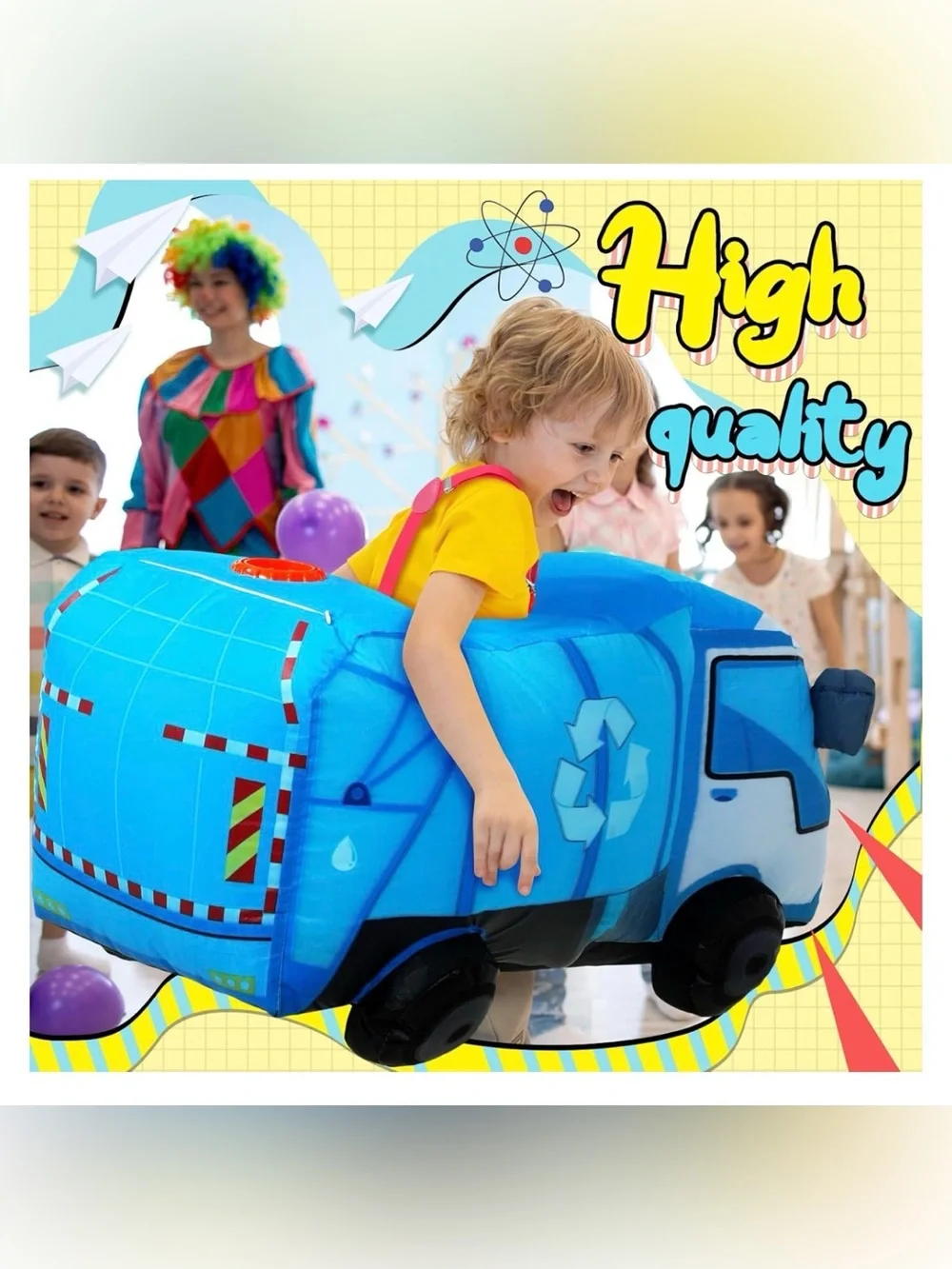 Toddler Inflatable Garbage Truck Costume Blue 3D Car Costume